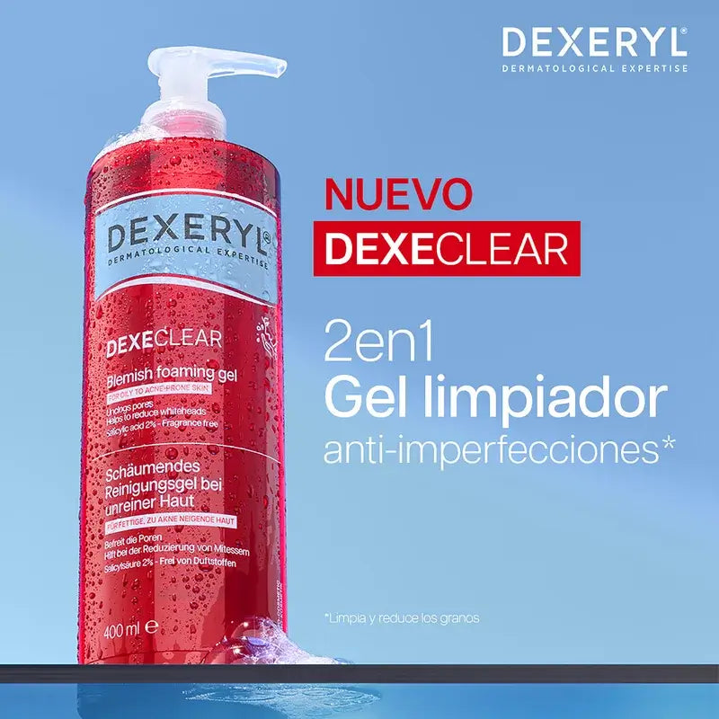 Dexeryl Dexeclear 2-in-1 Gel detergente per la pelle a tendenza acneica , 400 ml
