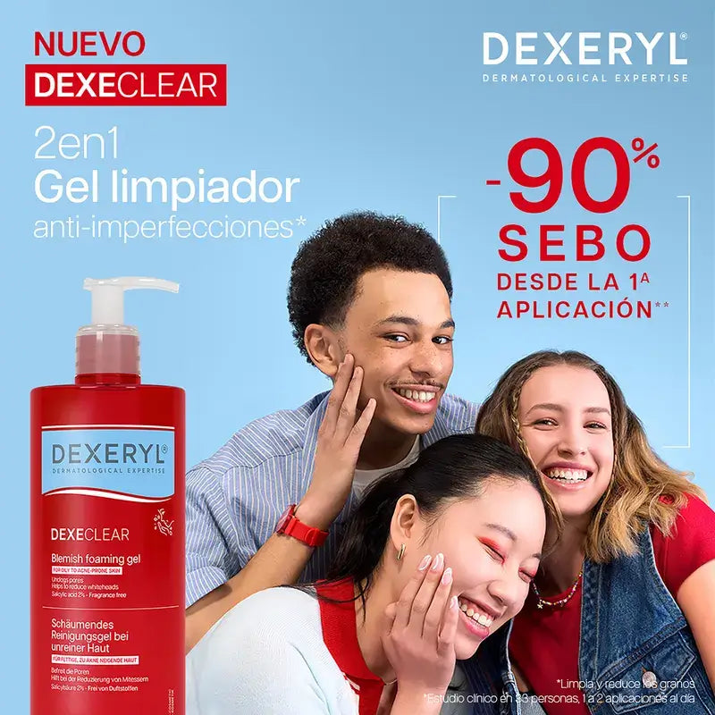 Dexeryl Dexeclear 2-in-1 Gel detergente per la pelle a tendenza acneica , 400 ml