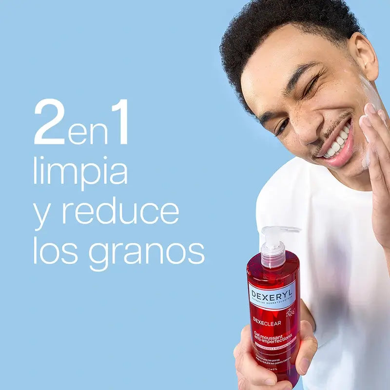 Dexeryl Dexeclear 2-in-1 Gel detergente per la pelle a tendenza acneica , 400 ml