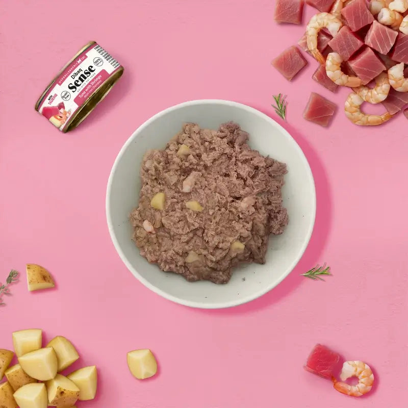 Dibaq Sense Wet Cat Food: Tuna with Prawns, 12 x 70 g