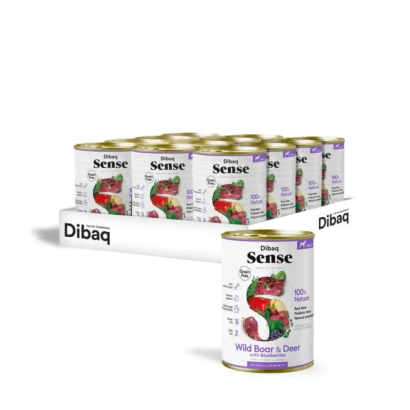 Dibaq Sense Wet Dog Food – Wild Boar and Venison, 12 x 380 g