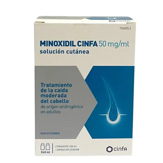 Cinfa Minoxidil 50 Mg/Ml Soluzione Cutanea 2 Flaconi, 120 ml