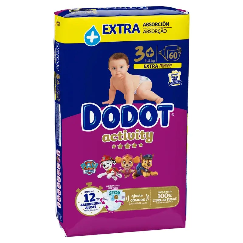 Dodot Activity Taglia 3 Extra Jumbo (7-11Kg), 60 pannolini