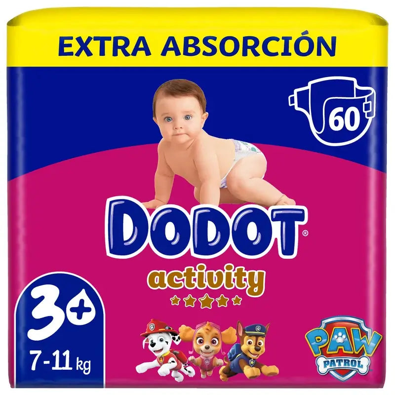 Dodot Activity Taglia 3 Extra Jumbo (7-11Kg), 60 pannolini