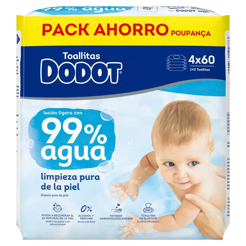 Salviette Dodot 99% Aqua, 4x60, 240 pz.