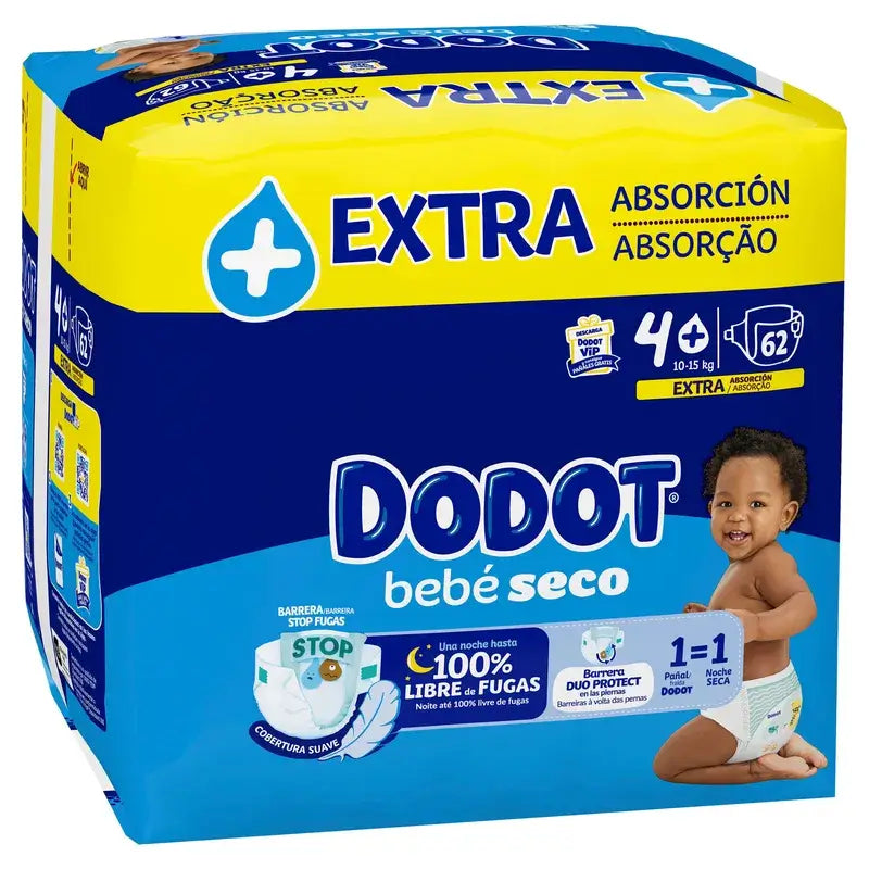 Dodot Baby Dry Taglia 4 (10-15 kg), 62 pannolini