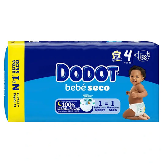 Dodot Baby Dry Taglia 4 (9-14 Kg), 58 pannolini