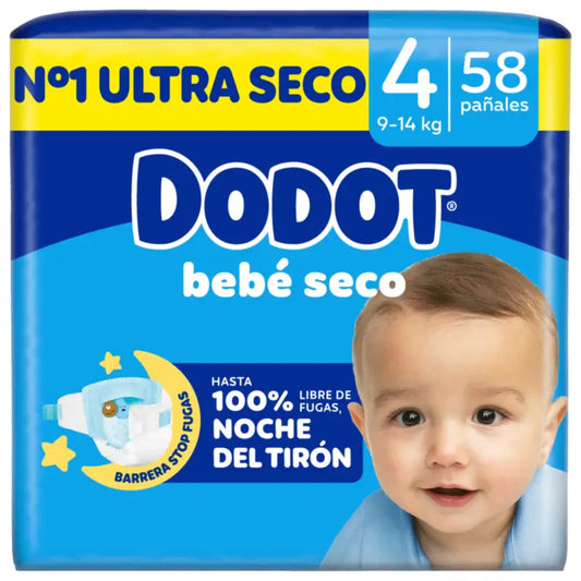 Dodot Baby Dry Taglia 4 (9-14 Kg), 58 pannolini