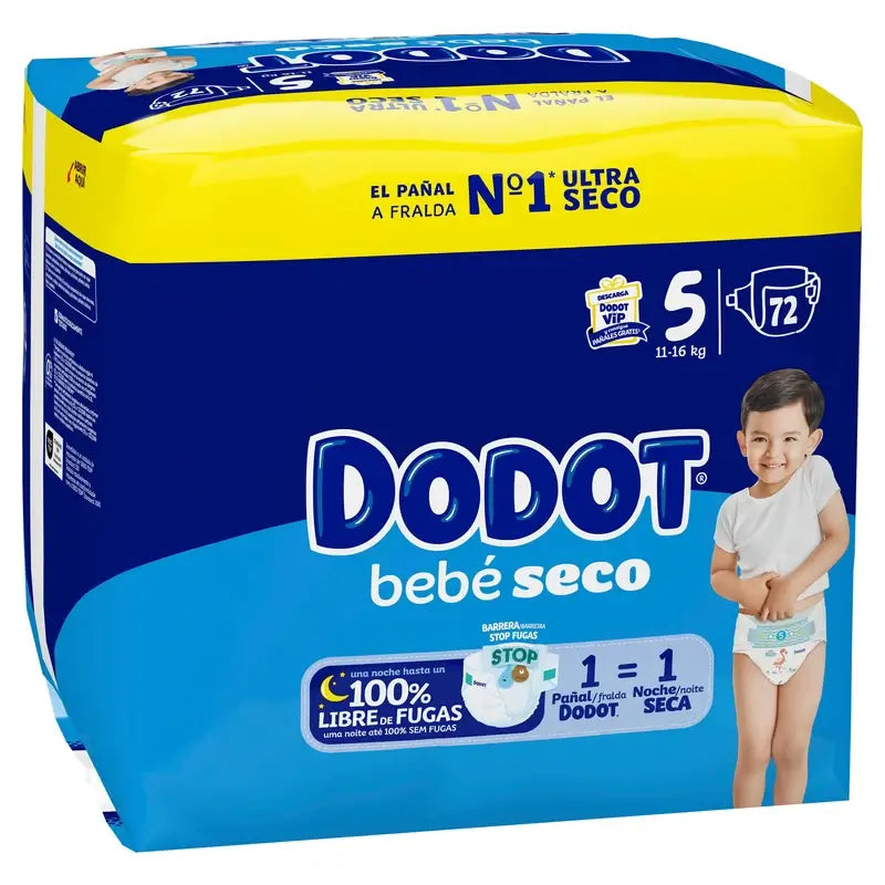 Dodot Baby Dry Taglia 5 (11-16 Kg), 72 pannolini