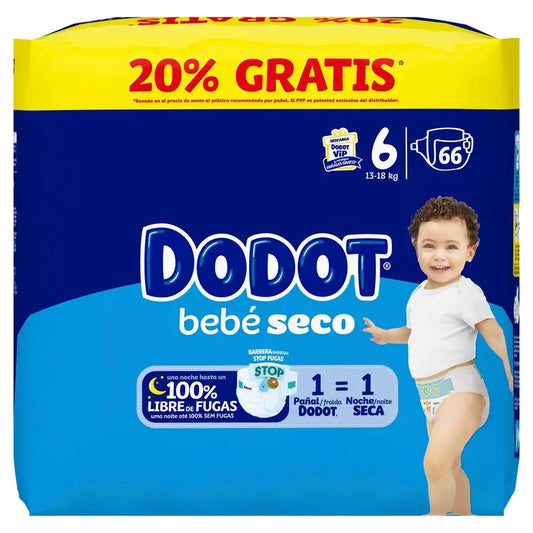 Dodot Baby Dry Taglia 6, 13Kg-18Kg, 66 pannolini