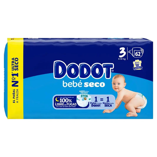 Dodot Baby Dry Taglia 3 (6-10 kg), 62 pannolini