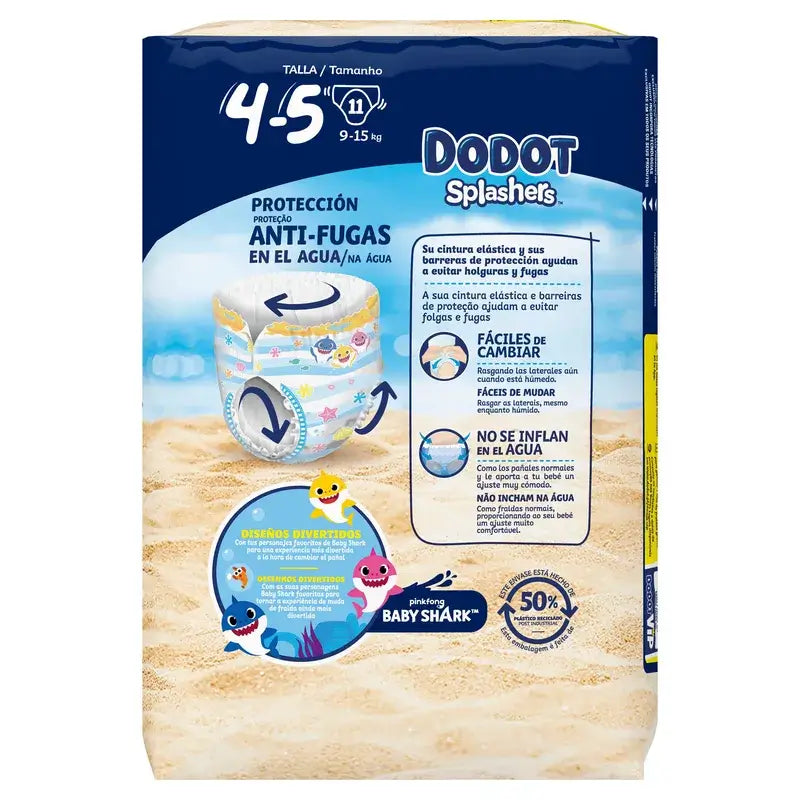 Dodot Splashers Pannolini ad acqua taglia 4-5, 11 pz.