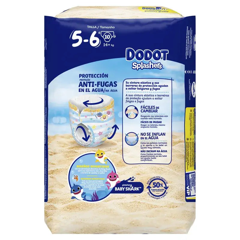 Dodot Splashers Pannolini ad acqua taglia 5-6, 10 pz.
