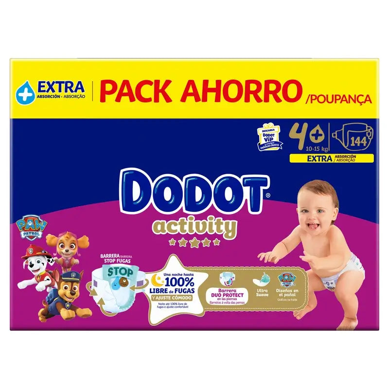 Dodot Activity taglia 4+, 10kg-15kg, 144 pannolini