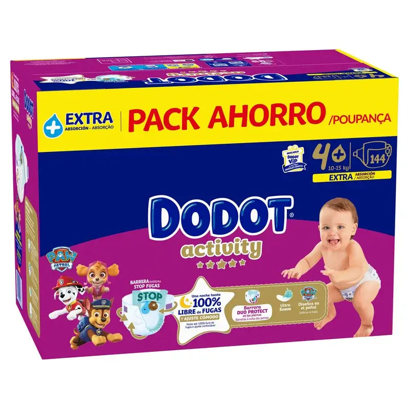 Dodot Activity taglia 4+, 10kg-15kg, 144 pannolini