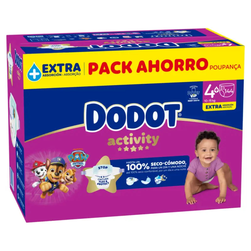 Dodot Activity taglia 4+, 10kg-15kg, 144 pannolini