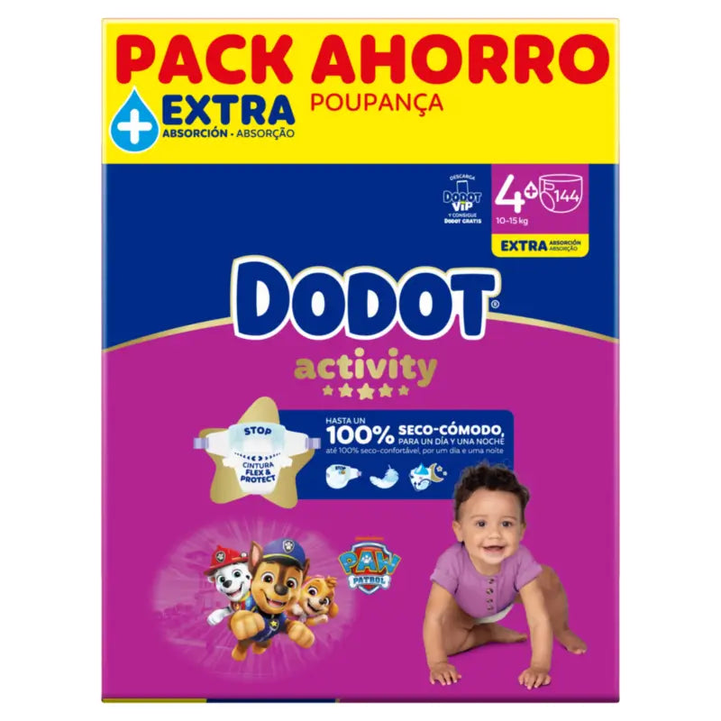 Dodot Activity taglia 4+, 10kg-15kg, 144 pannolini