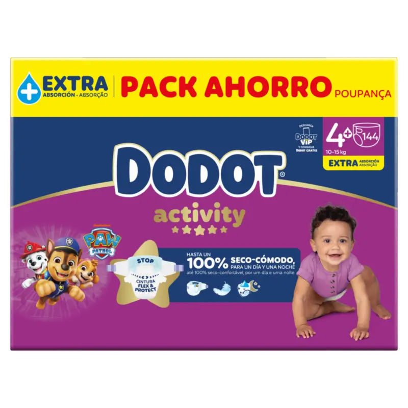 Dodot Activity taglia 4+, 10kg-15kg, 144 pannolini