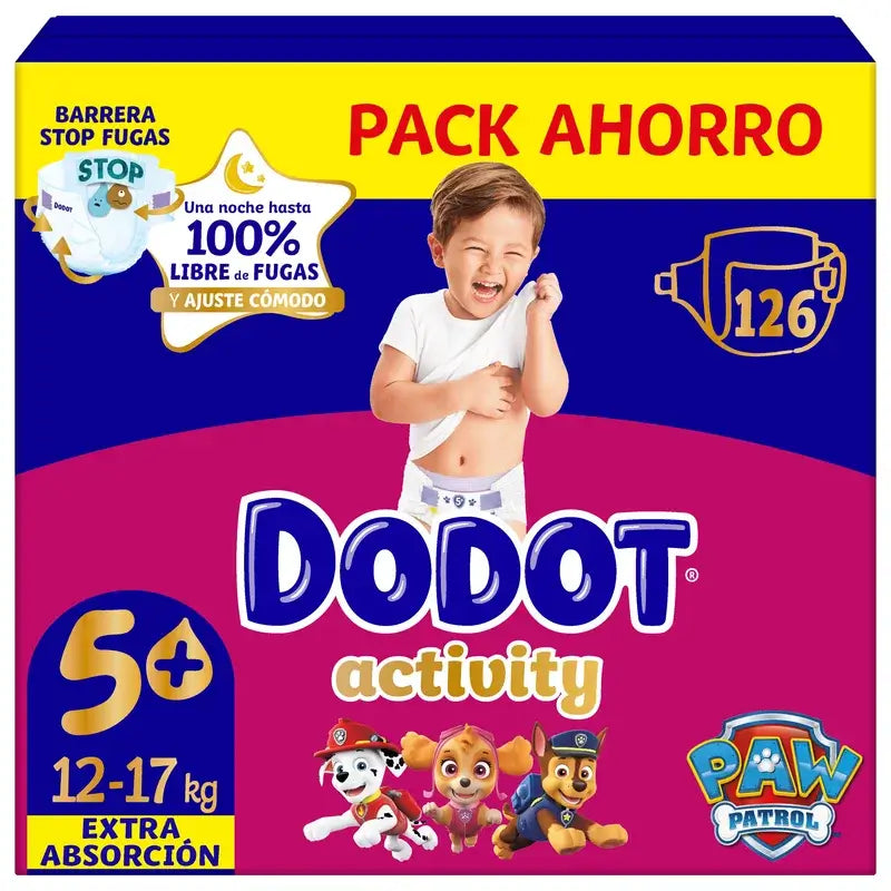 Dodot Activity Taglia 5+, 12kg-17kg, 126 pannolini