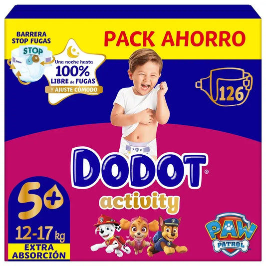 Dodot Activity Taglia 5+, 12kg-17kg, 126 pannolini