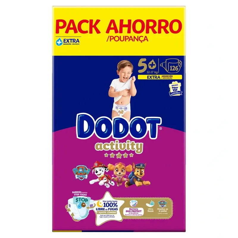 Dodot Activity Taglia 5+, 12kg-17kg, 126 pannolini