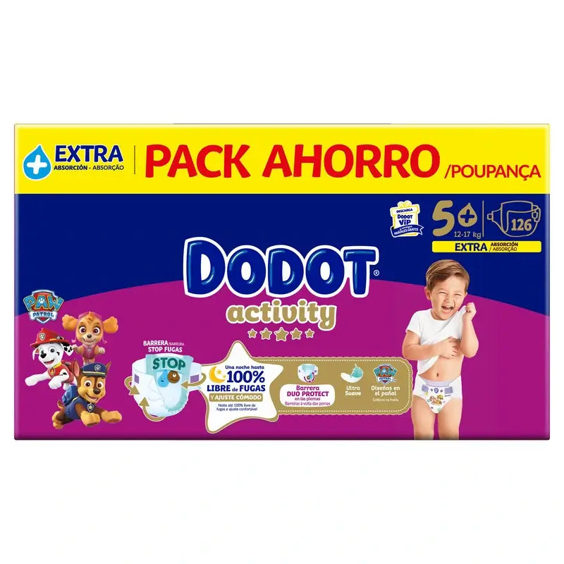 Dodot Activity Taglia 5+, 12kg-17kg, 126 pannolini