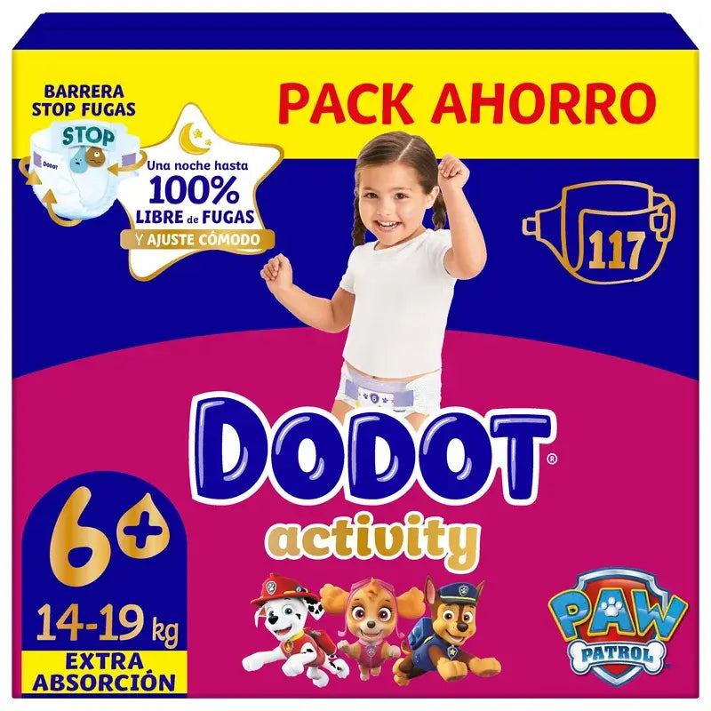 Dodot Activity taglia 6+, 14kg-19kg, 117 pannolini