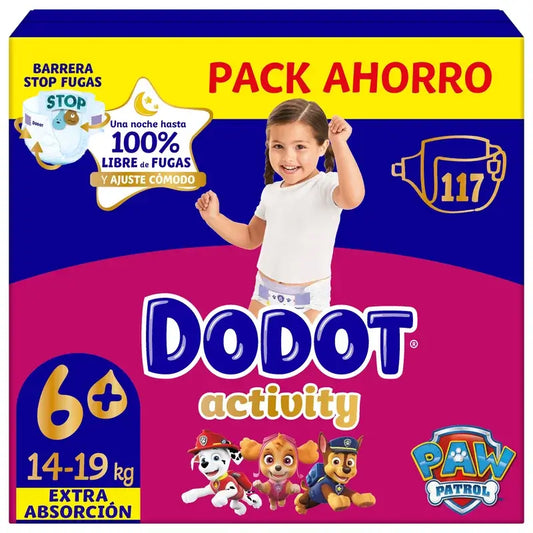 Dodot Activity taglia 6+, 14kg-19kg, 117 pannolini