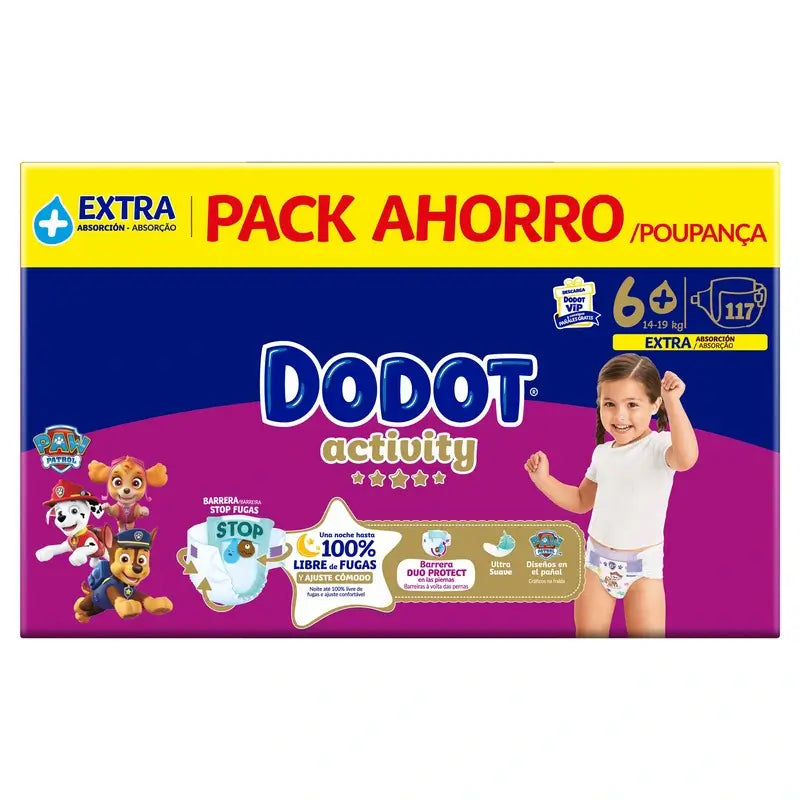 Dodot Activity taglia 6+, 14kg-19kg, 117 pannolini