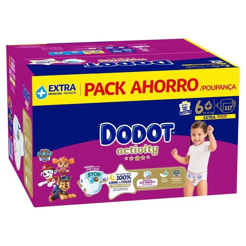 Dodot Activity taglia 6+, 14kg-19kg, 117 pannolini