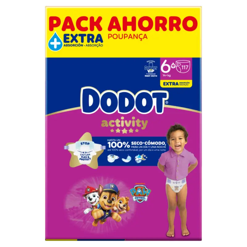 Dodot Activity taglia 6+, 14kg-19kg, 117 pannolini