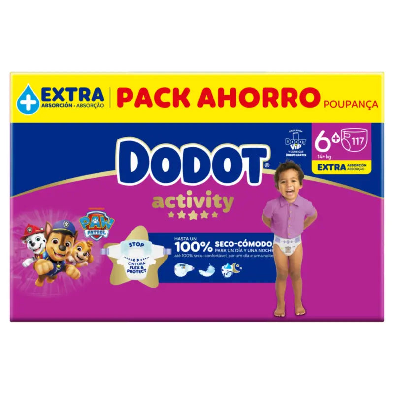 Dodot Activity taglia 6+, 14kg-19kg, 117 pannolini