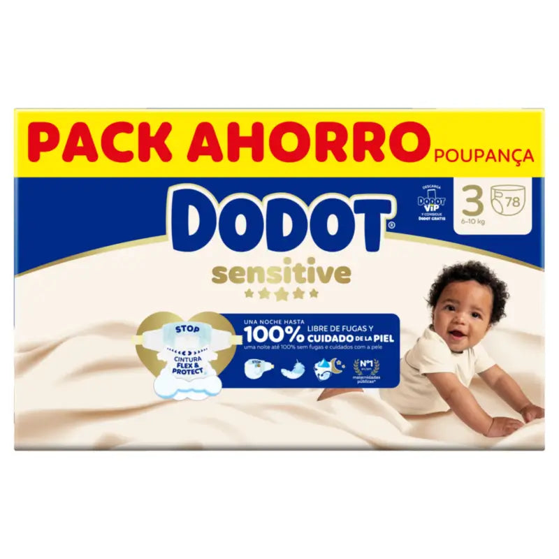 Dodot Sensitive Taglia 3, 6kg-10kg, 78 pannolini
