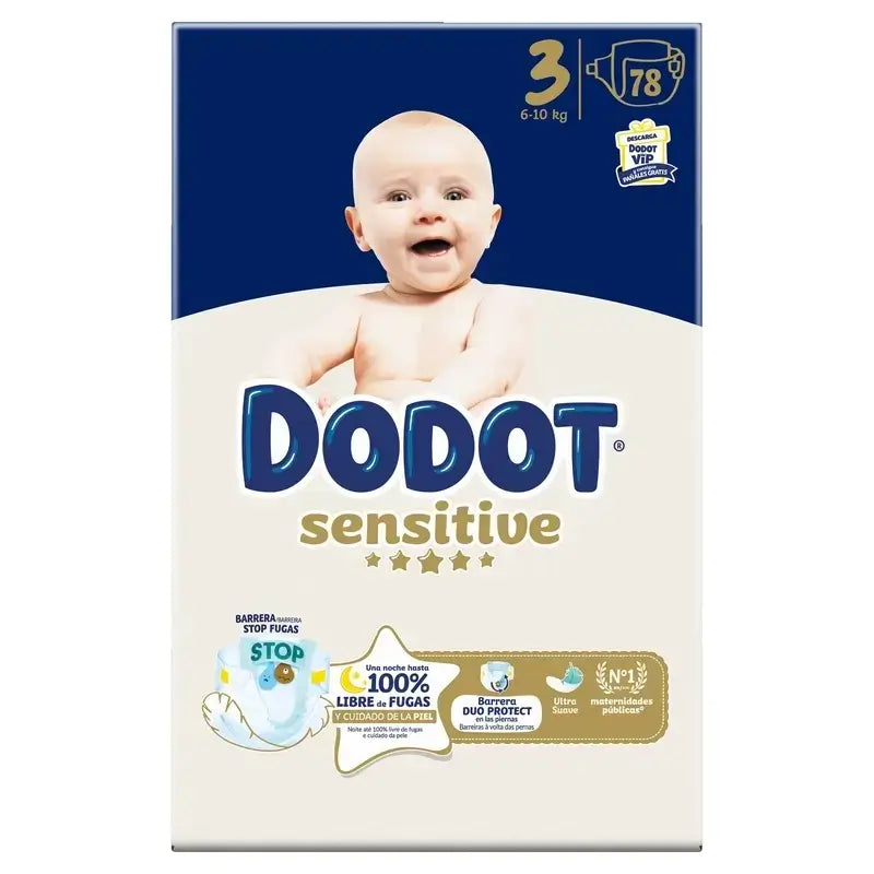 Dodot Sensitive Jumbo Confezione di pannolini sensibili misura 3, 2x78 unità + Scatola di salviette Aqua senza plastica 6X48 (288 unità)