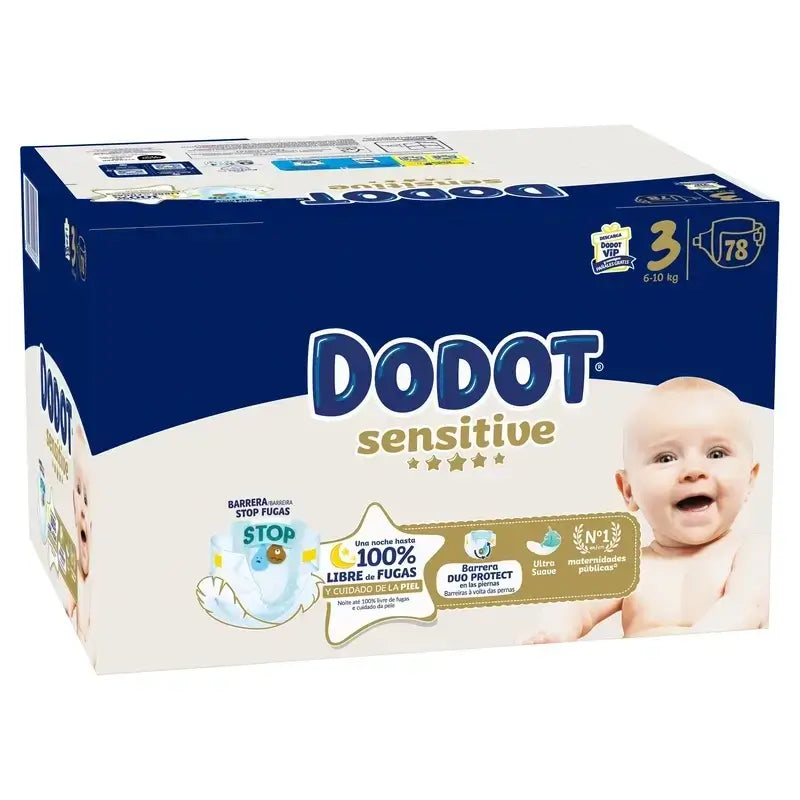 Dodot Sensitive Jumbo Confezione di pannolini sensibili misura 3, 2x78 unità + Scatola di salviette Aqua senza plastica 6X48 (288 unità)