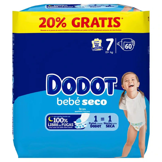 Dodot Baby Dry taglia 7, 15Kg+, 60 pannolini