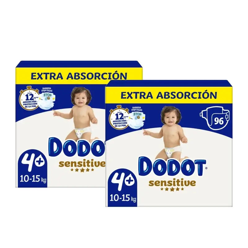 Dodot Sensitive Extra-Box Size 4+ Nappies, Pack of 2 x 96