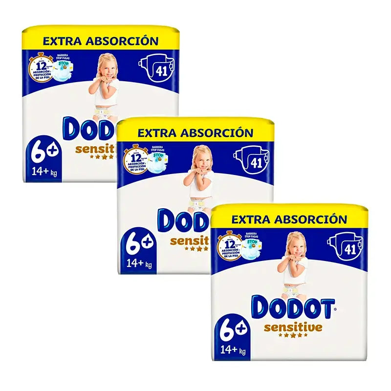 Dodot Sensitive taglia 6 Extra-Jumbo, 3 x 41 pannolini