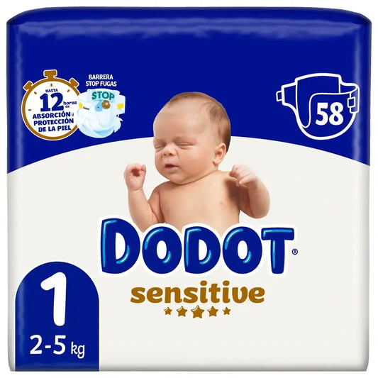 Dodot Sensitive Taglia 1 (2-5 Kg), 58 pannolini