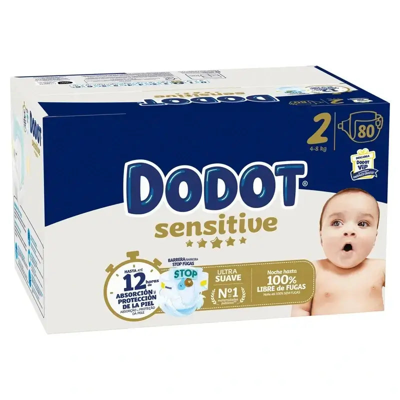 Dodot Sensitive Taglia 2, 2 x 80 pannolini + salviette Pure Aqua, 288 pezzi.