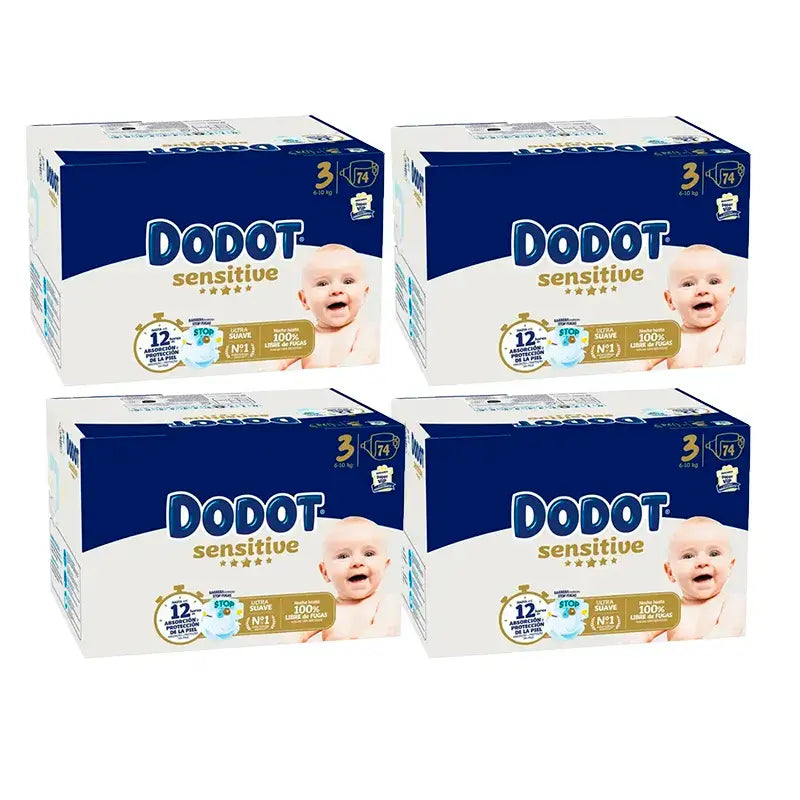 Dodot Sensitive Taglia 3 Scatola, 4 x 74 pannolini