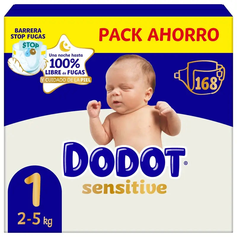 Dodot Sensitive Taglia 1, Pannolini, 2Kg-5Kg , 168 pz.