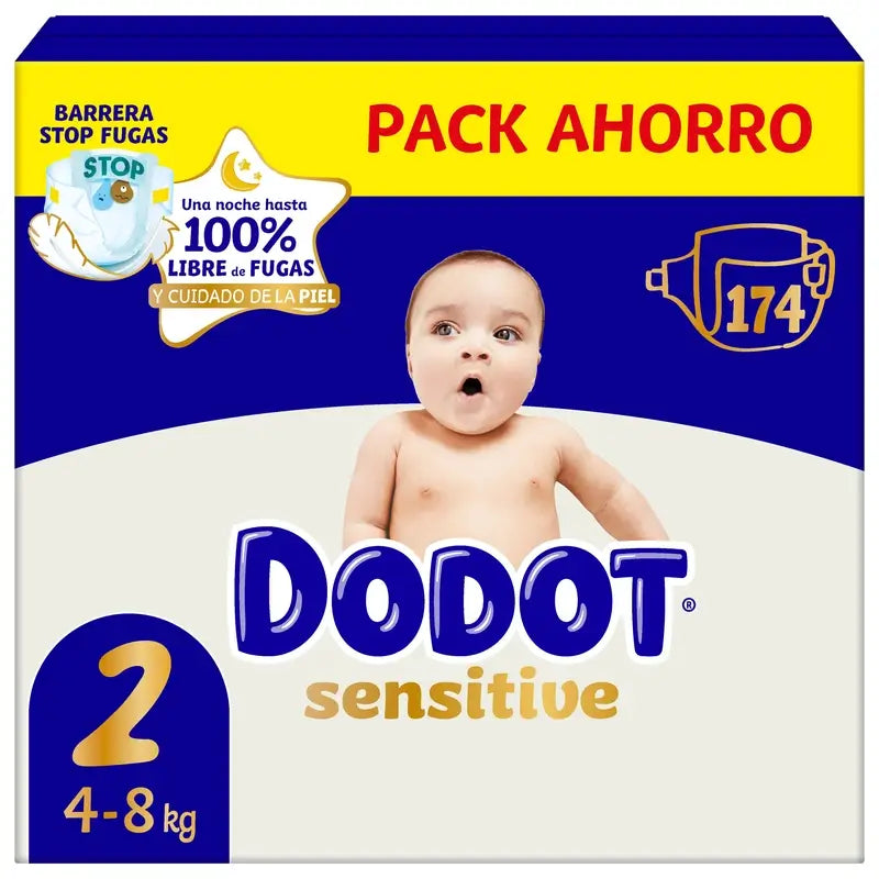 Dodot Sensitive Taglia 2, Pannolini, 4Kg-8Kg , 174 pz.