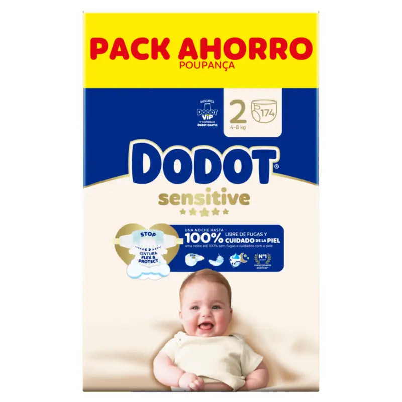 Dodot Sensitive Taglia 2, Pannolini, 4Kg-8Kg , 174 pz.