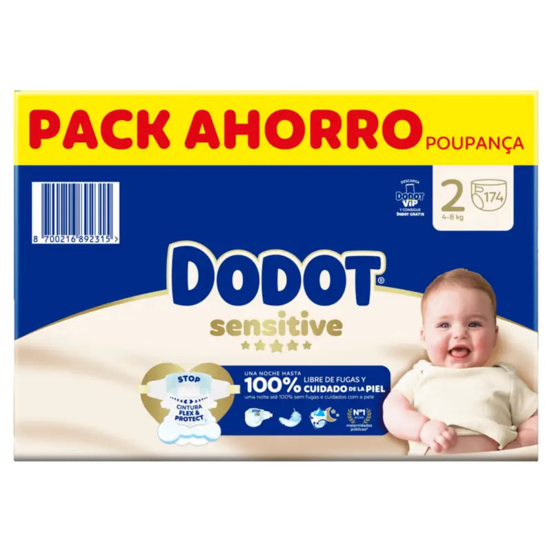 Dodot Sensitive Taglia 2, Pannolini, 4Kg-8Kg , 174 pz.