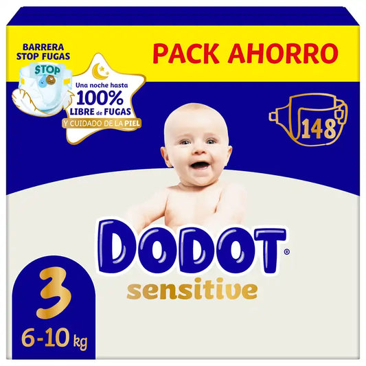 Dodot Sensitive Taglia 3, Pannolini, 6Kg-10Kg , 148 pz.