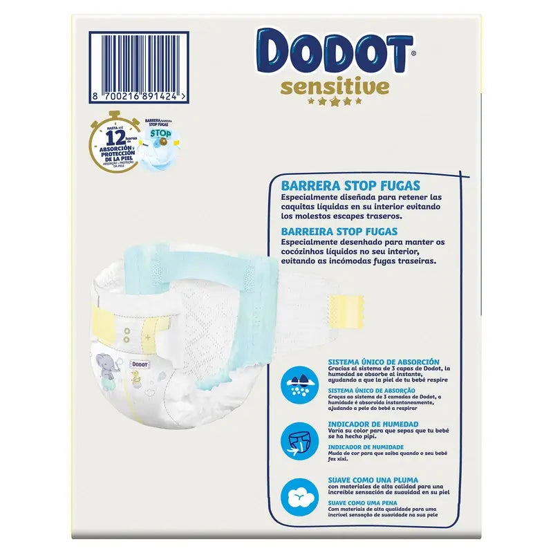 Dodot Sensitive Taglia 3, Pannolini, 6Kg-10Kg , 148 pz.