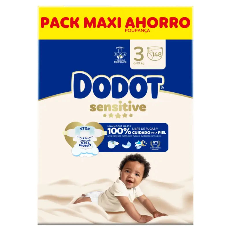 Dodot Sensitive Taglia 3, Pannolini, 6Kg-10Kg , 148 pz.