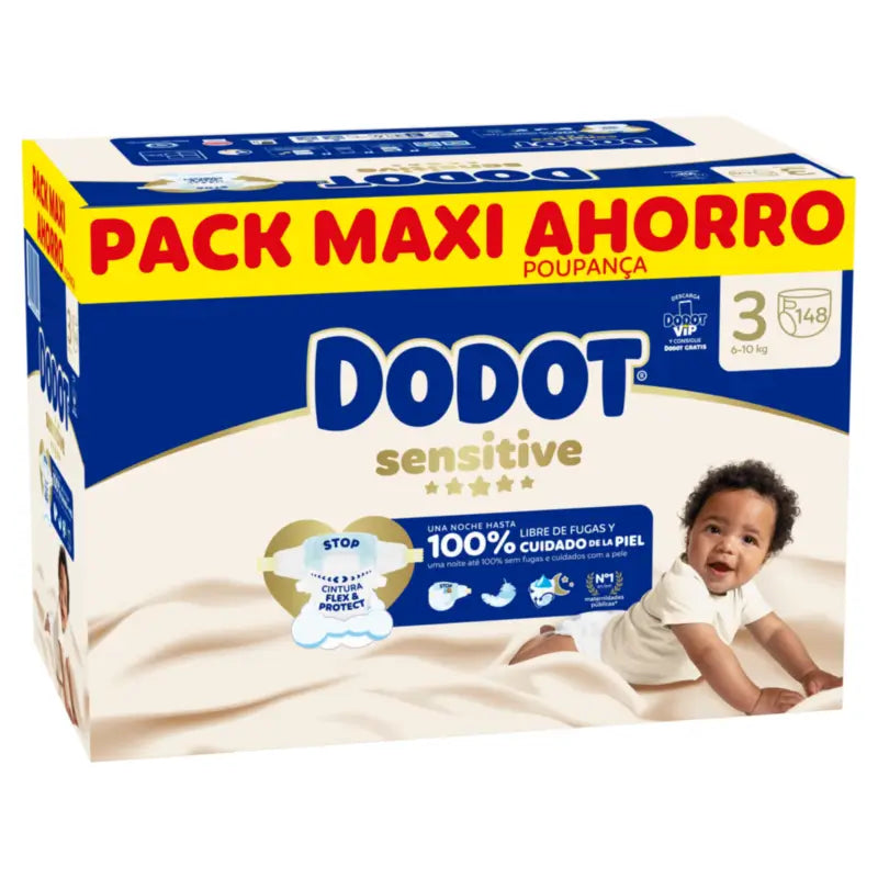Dodot Sensitive Taglia 3, Pannolini, 6Kg-10Kg , 148 pz.