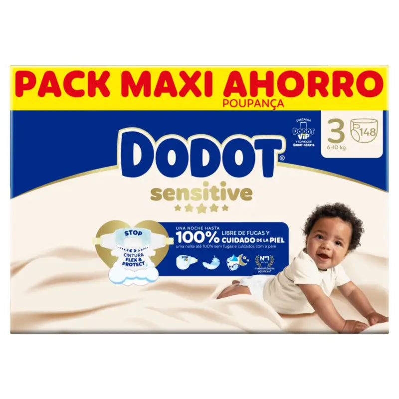 Dodot Sensitive Taglia 3, Pannolini, 6Kg-10Kg , 148 pz.